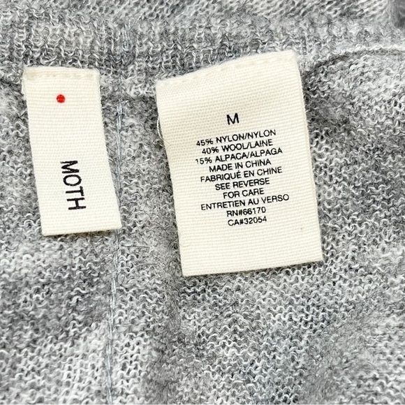 MOTH ANTHROPOLOGIE Women’s Gray Knit Alpaca Blend Flutter Sleeve Dress Lined M - Picture 7 of 8